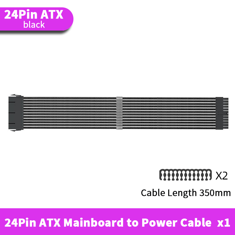 TEUCER 350mm przedłużacz ATX EPS PCI-E do płyty głównej procesora GPU 24PIN 4 + 4PIN 6 + 2PIN 8PIN przedłużacz zasilacza: Światła Purpurowy