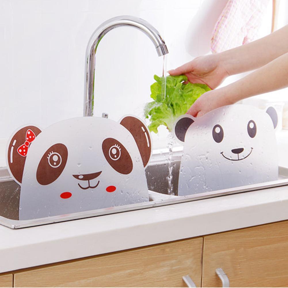 Plato de agua de plástico con dibujos animados de oso Panda, protector contra salpicaduras para fregadero de cocina, impermeable, tabla de lavado de frutas y verduras, 2 uds.