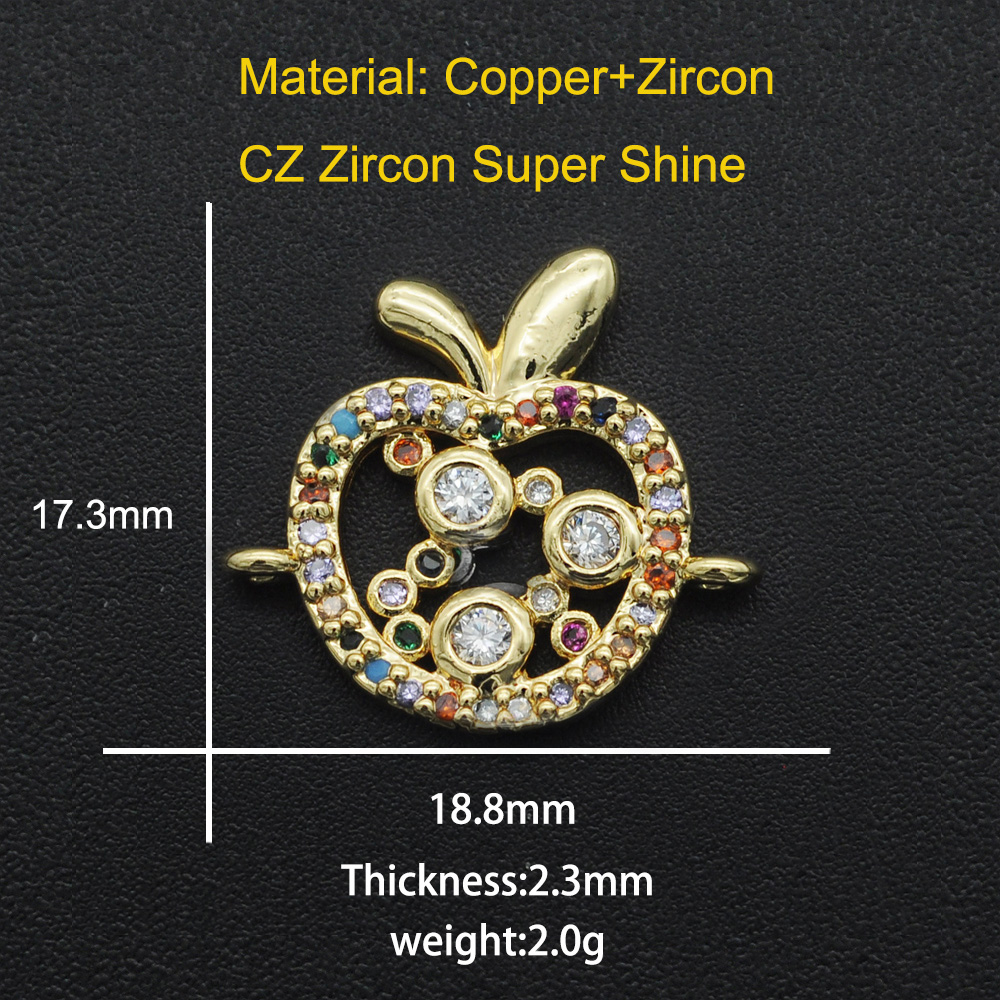 Diy Ananas CZ Charms Cactus Ketting Hanger Zirkoon Apple Connector Voor Sieraden Zonnebloem Maken: Rose Goud Kleur