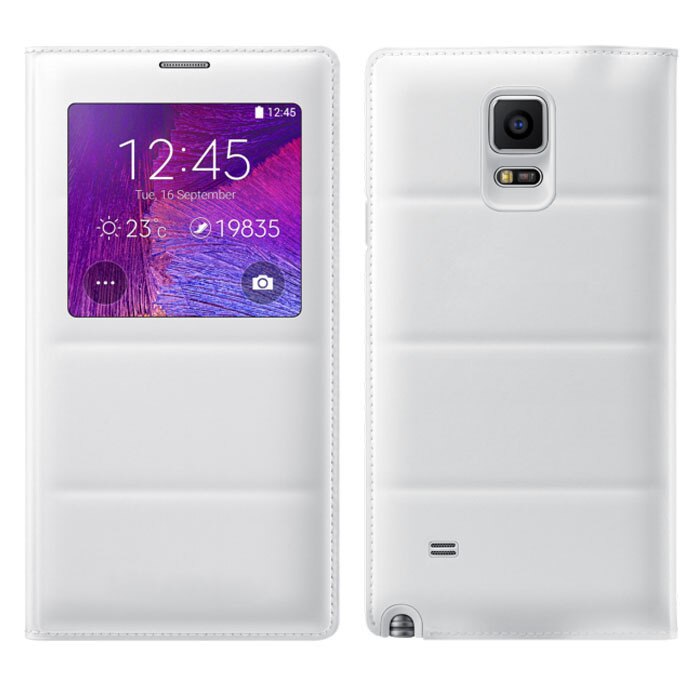 YKSPACE Klassieke Window View Flip PU Leather Case Cover voor Samsung Galaxy Note 4 Gevallen i9500: WHITE