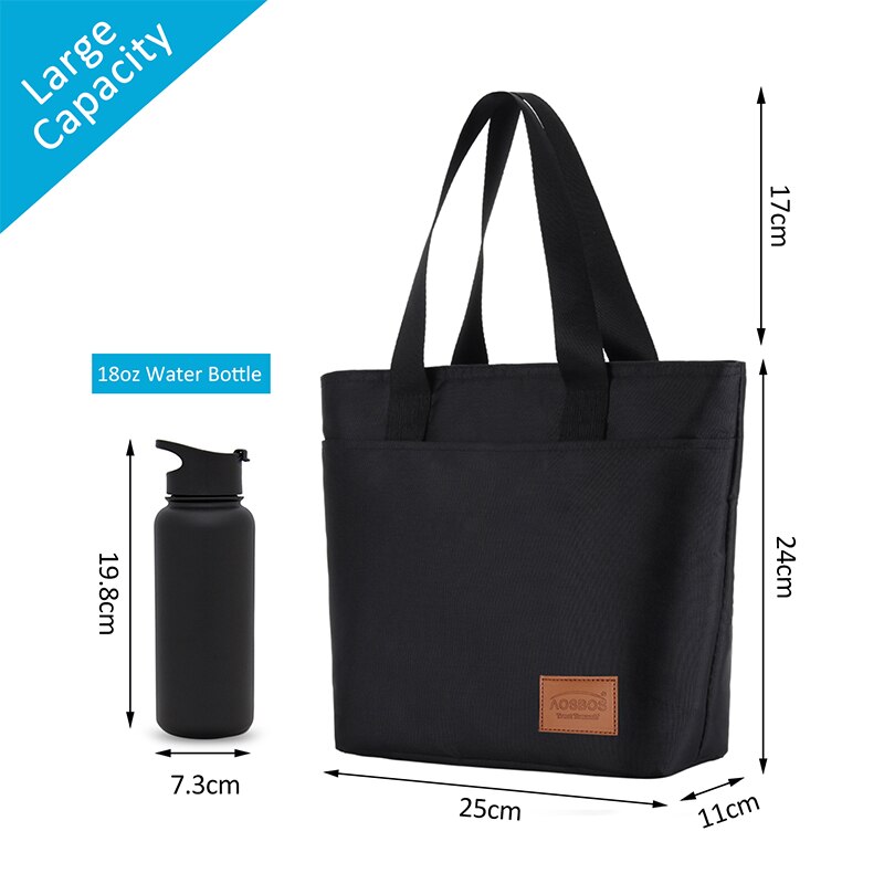 Aosbos Canvas Insulated Lunch Bags Women Thermal Cooler Bag Students Leisure Picnic Bag Tote loncheras termicas para mujer