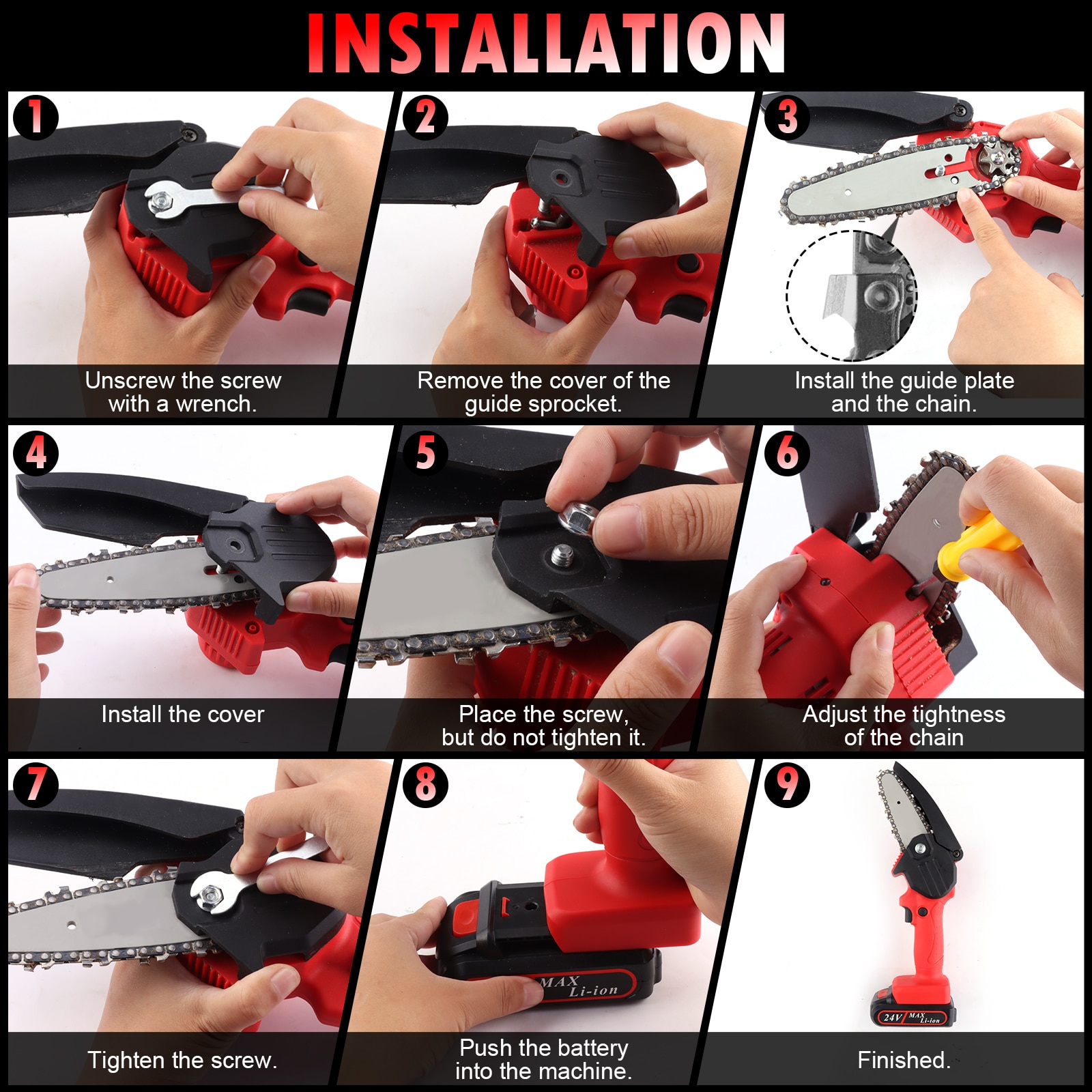 ANENG Mini Electric Chainsaw 4inch 21V Portable Handheld Cordless Pruning Shears Chainsaw for Tree Branch Wood Cutting Tools