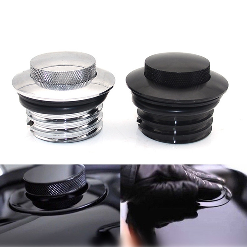 Flush Pop-Up Reservoir Gas Cap Vented Fuel Tank Screw For Harley-Davidson Black