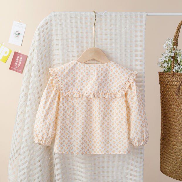 Shirts Single Breasted O-hals Kraag Volledige Mouw Regelmatige Lengte Print Comfortabele Zachte Licht Smart Lente Kinderen Meisjes