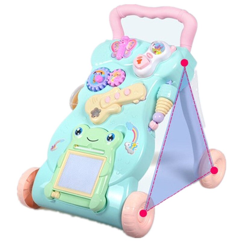Baby Walker Baby First Steps Car Toddler Trolley Sit-to-Stand Walker for Kid's ABS Musical Walker with Adjustable Screw