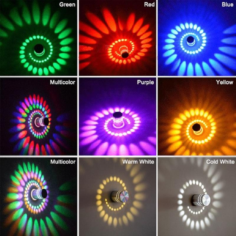 Rgb spiral skrog ledet vegg lyseffekt vegglampe med fjernkontroll fargerik til fest bar diskotek lobbyen ktv hjem dekorasjon