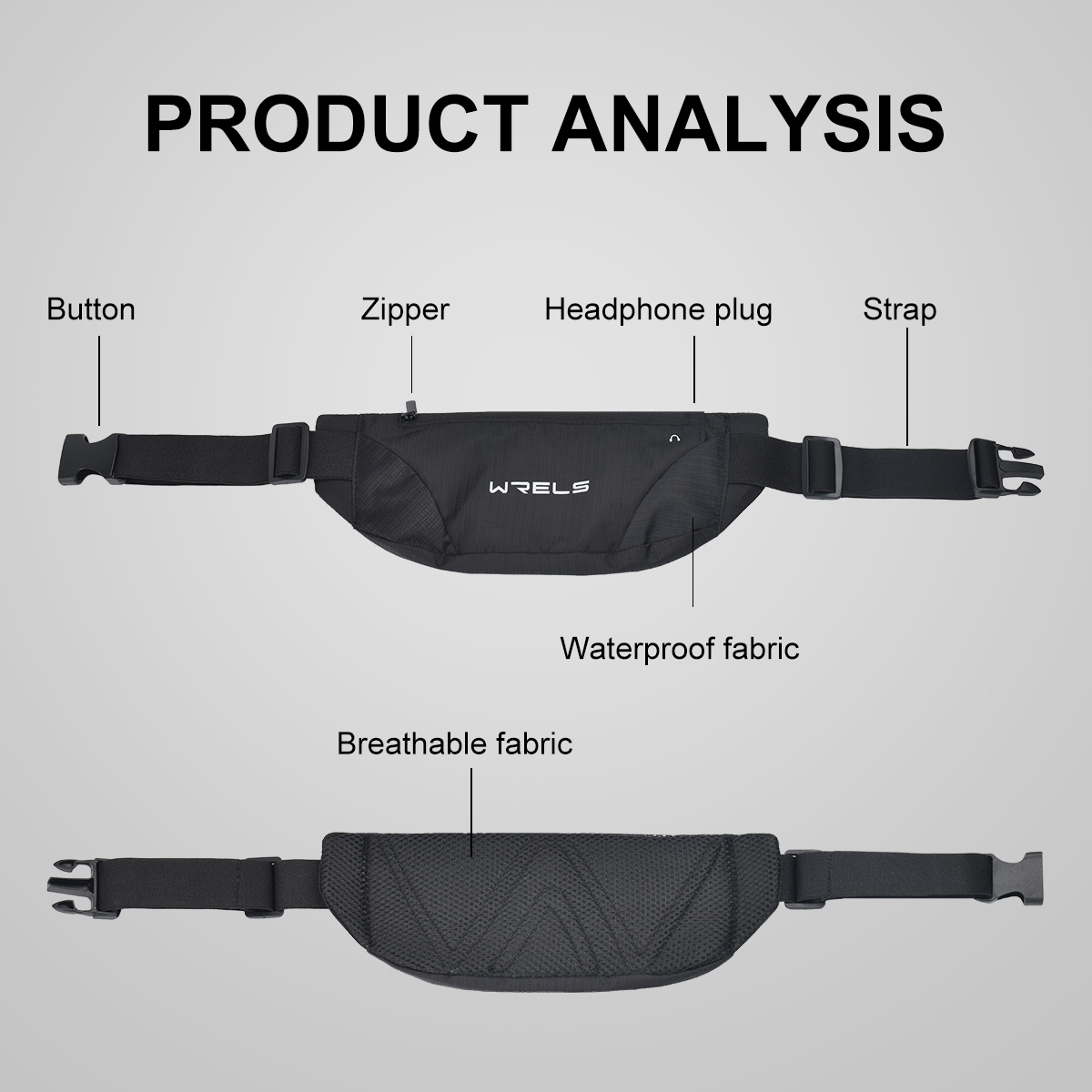 Utendørs løping Fitness midjeveske ultratynn mobiltelefon elastisk sport vanntett tettsittende mobiltelefonveske vanntett