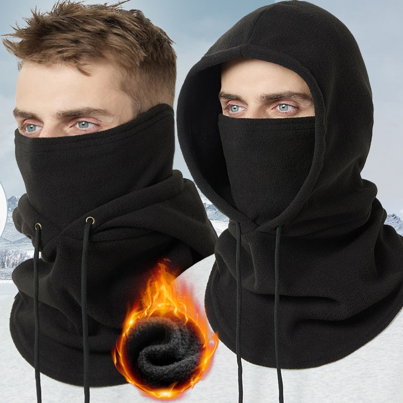 Gorro térmico de lana para invierno con capucha para exteriores, a prueba de viento, frío, cálido, deporte de esquí, calentador de cuello para hombres y mujeres, máscara facial de ciclista, gorros enmascarados