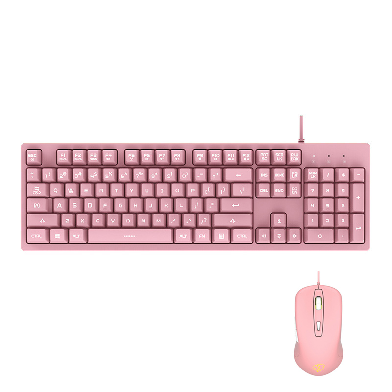3 in 1 Combo LED Backlit Lighting 104 Keys Pink Keyboard 2400DPI Mouse Headset with Microphone 3 in 1 Keyboard Mouse Mice Sets