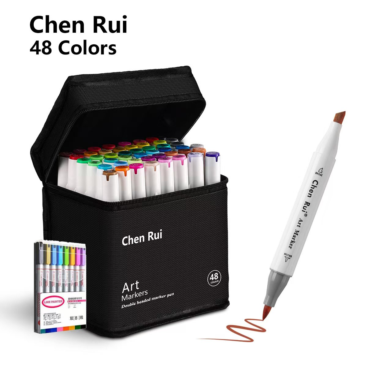 Rotuladores de arte permanente con pincel y cincel de doble punta, 120/80/60/48 colores, con Base y marcadores de contorno, Kit de suministros de dibujo, recargable: Borgoña