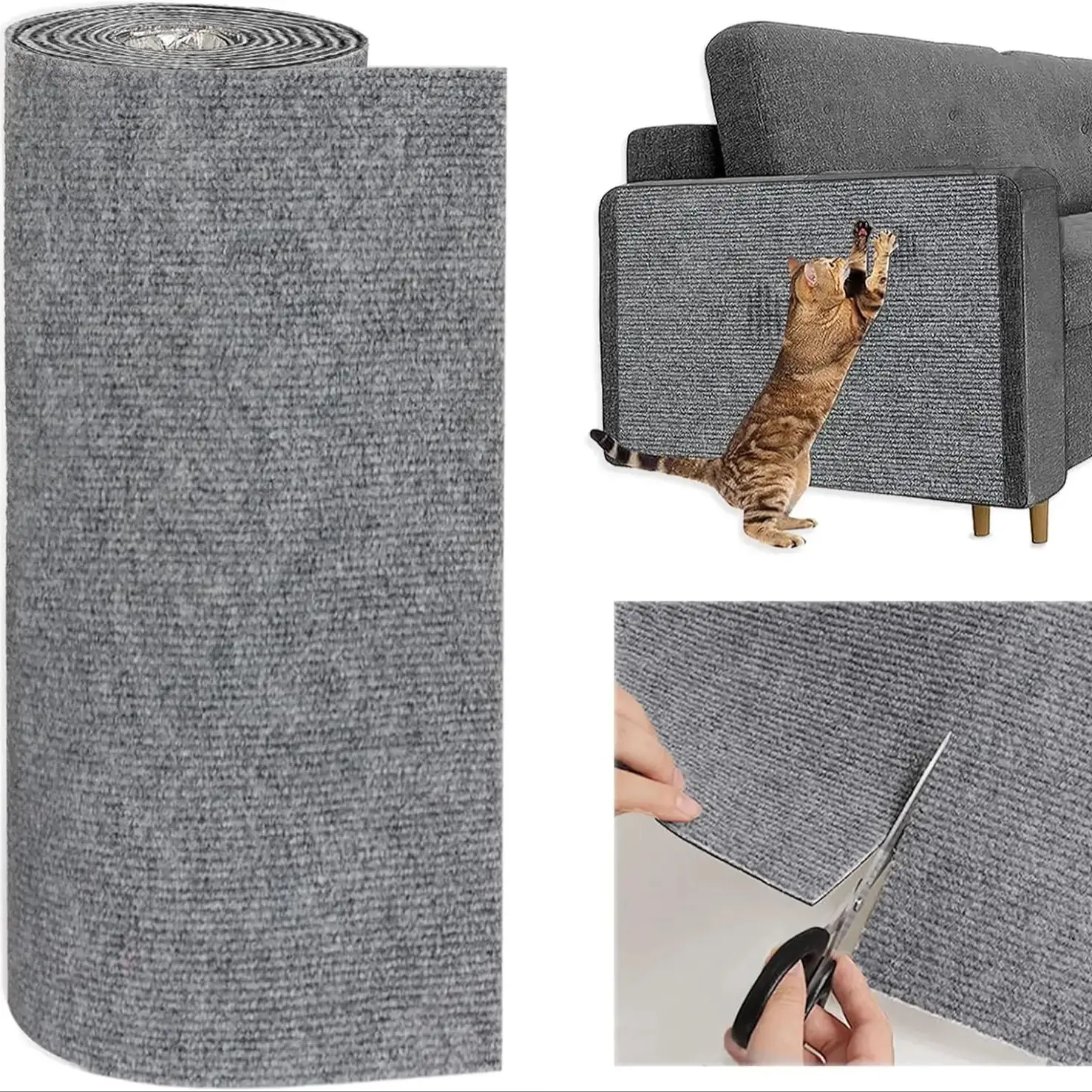 Cat Scratching Mat Trimmable Cat Carpet Cat Scratching Carpet Corner Wall Self-Adhesive Cat DIY Scratch Furniture Protector