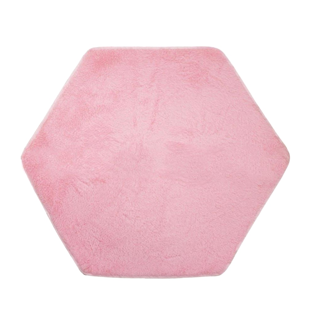 Pink Hexagon Rug Play Mat Plush Carpet Mat Soft Rug Pad for Princess Tent for Kids Toys for Indoor or Outdoor, 55.12 x 47.24inch