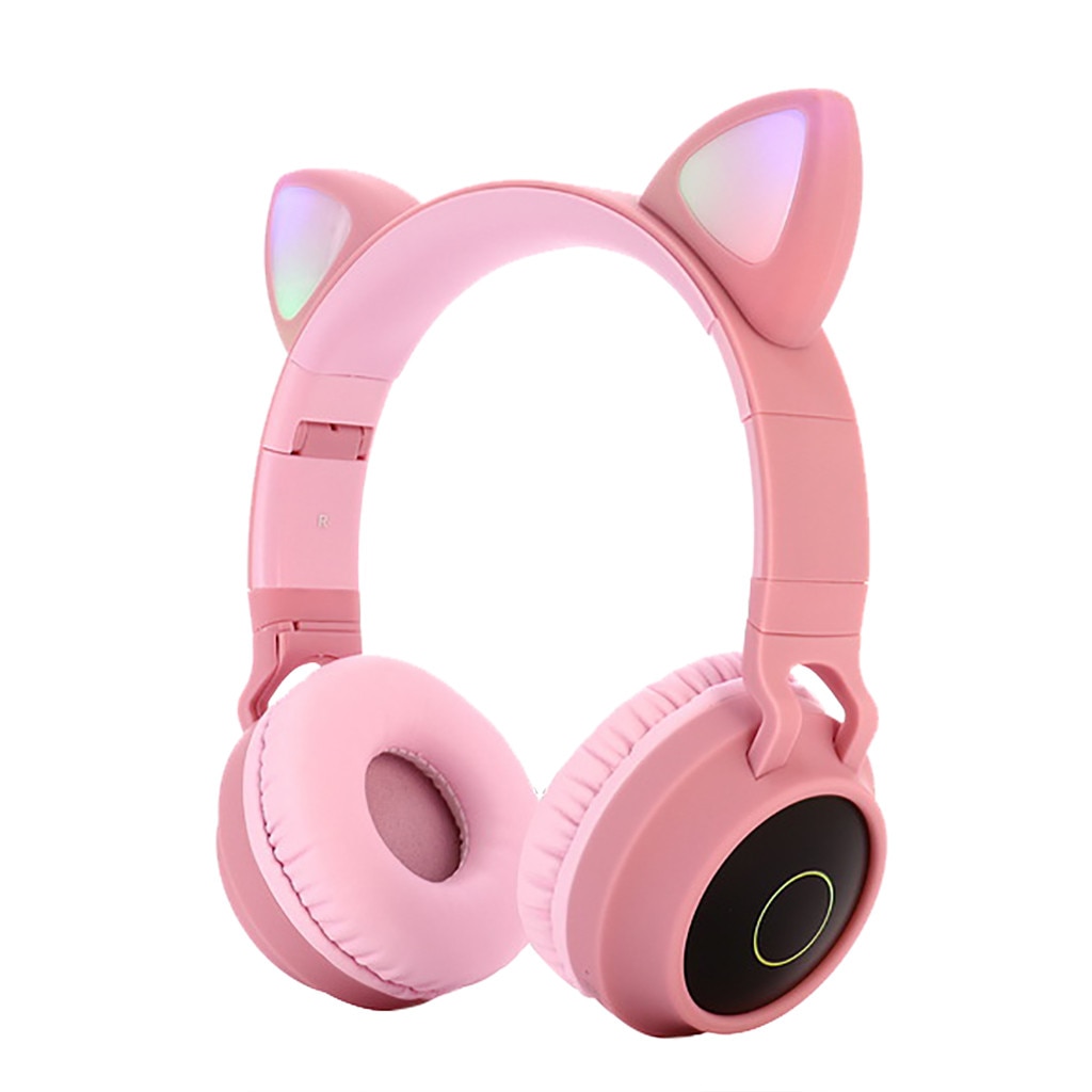 BT028C fantasy elf Bluetooth 5.0 Earphone Wireless Earbuds LED Cat Ear Noise Cancelling Headphone Stereo Headset Cascos Musica: Pink