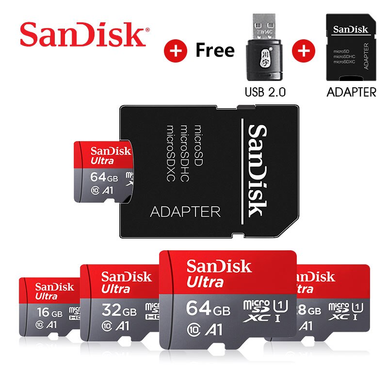 SanDisk-tarjeta de memoria A1, tarjeta Micro sd 256GB de 200GB, 128GB, 64GB, 98 MB/S, 32GB y 16GB, tarjeta Micro sd Class10 UHS-1, tarjeta flash, tarjeta Microsd TF