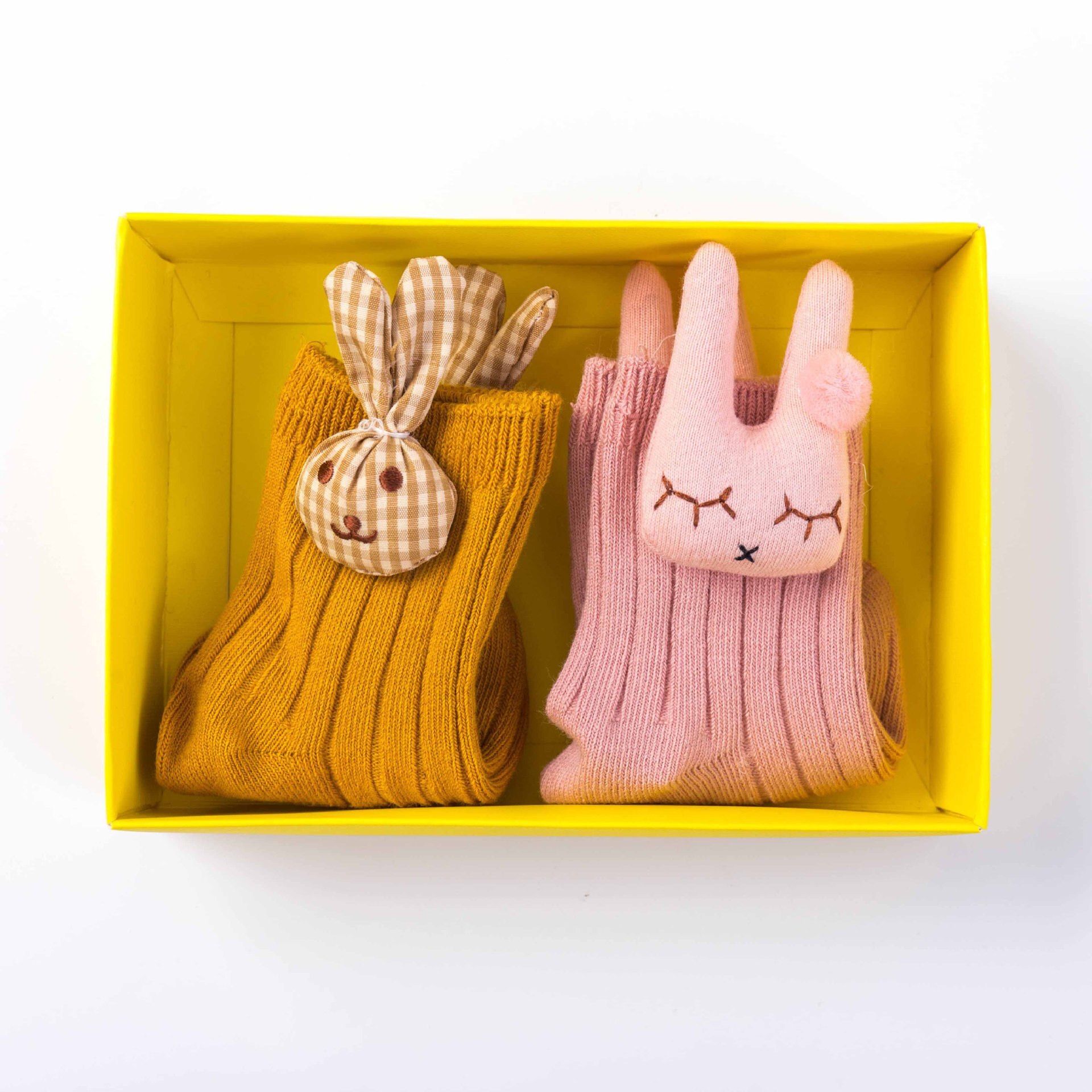 2 paar/set baby katoenen sokken kartonnen doos boutique poppensokken dubbel gekamde baby meisjessokken 0-4t: En / M(1-2t)