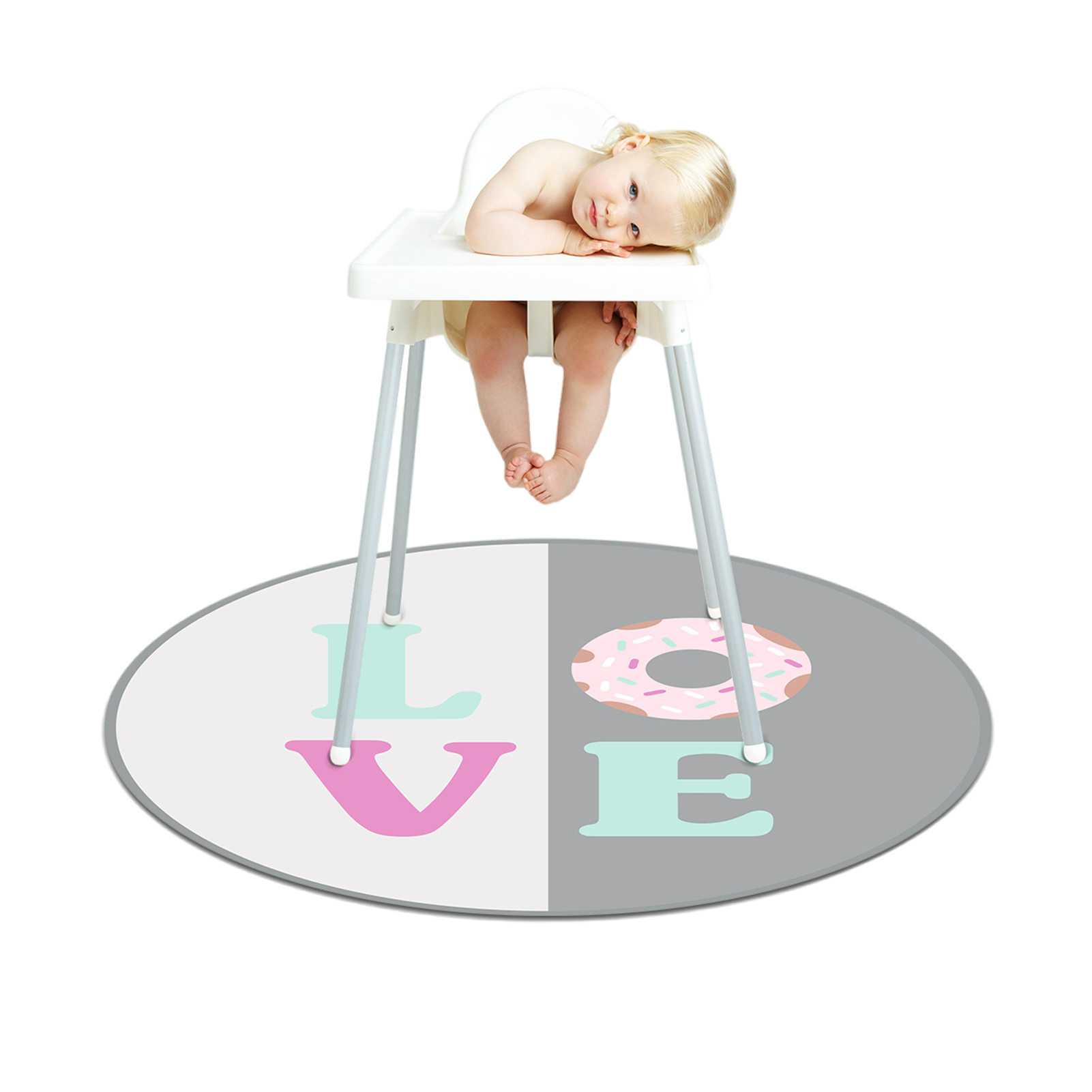 Hochstuhl Boden Schutz Matte Anti-Unterhose Silikon Stelle matt Baby Eatting matt freundlicher Runde Boden Krabbeln Spielen matt: D
