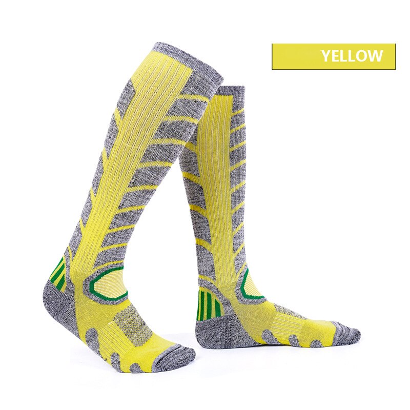 2 Pairs Women Ski Socks Outdoor Hiking Climbing Skiing Sports Socks Female Winter Keep Warm thick Cotton Sock: yellow M