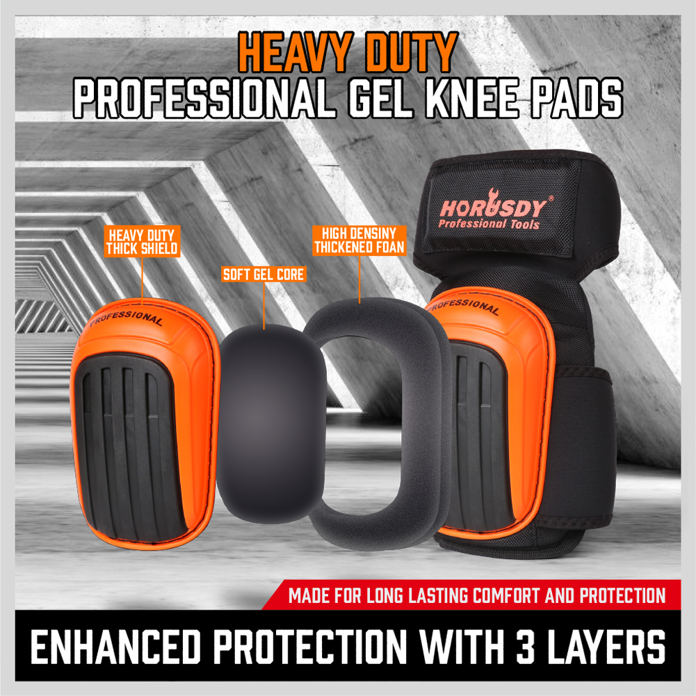 HORUSDY Gel Knee Pads for Work Construction, Gardening, Cleaning, Flooring and Garage - Heavy Duty Support Knee pads