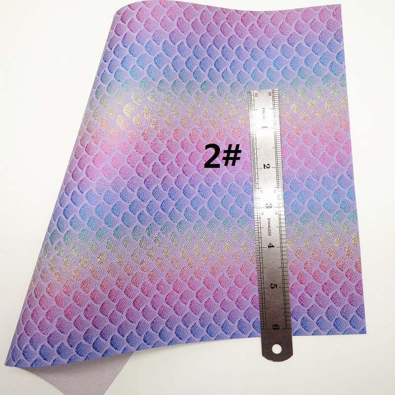 Tela de piel sintética con purpurina púrpura, estampado a rayas, sirena, para arco A4, 21x29CM, Twinkling Ming XM027A: 2