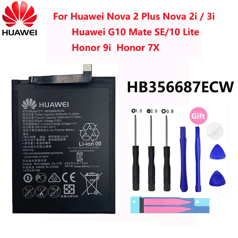 Originale Huawei P9 P10 P20 Honor 8 9 Lite 10 9i 5C Godere di Nova Compagno di 2 2i 3i 5A 5X 6S 7A 7X G7 Y7 G8 G10 Plus Pro SE Batteria Del Telefono: HB356687ECW