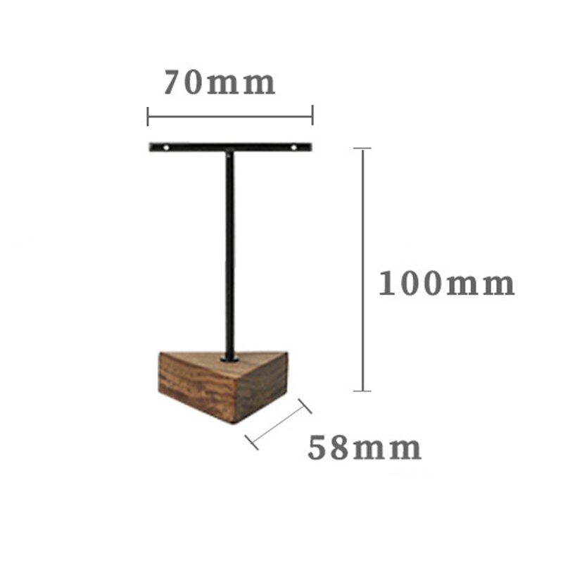 3Stck verdreifachen-enge getrieben T-Bar Ohrringe Schmuck Schießen Requisiten Nussbaum Ornamente Schmuck Anzeige Stand