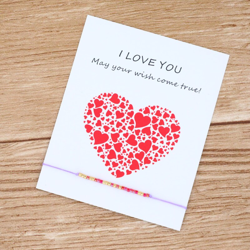 I Love U Morse Code Armband Gevlochten Rood Touw Koord Minimalistische Armband Vrouwen Mannen Vriendschap Lover Paar Sieraden: Purple