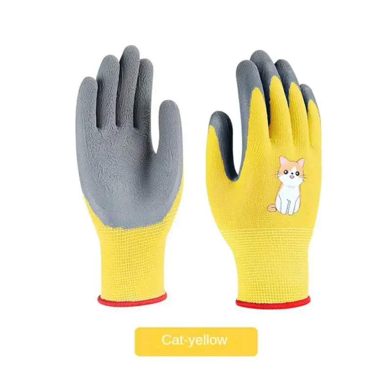 Kinder-Latex-Handschuhe, langlebig, wasserdicht, für Arbeit, Garten, rutschfest, Kindersicherheit, rosa Gummi-Handschuh, pannensicher, Küche, Hof: Black
