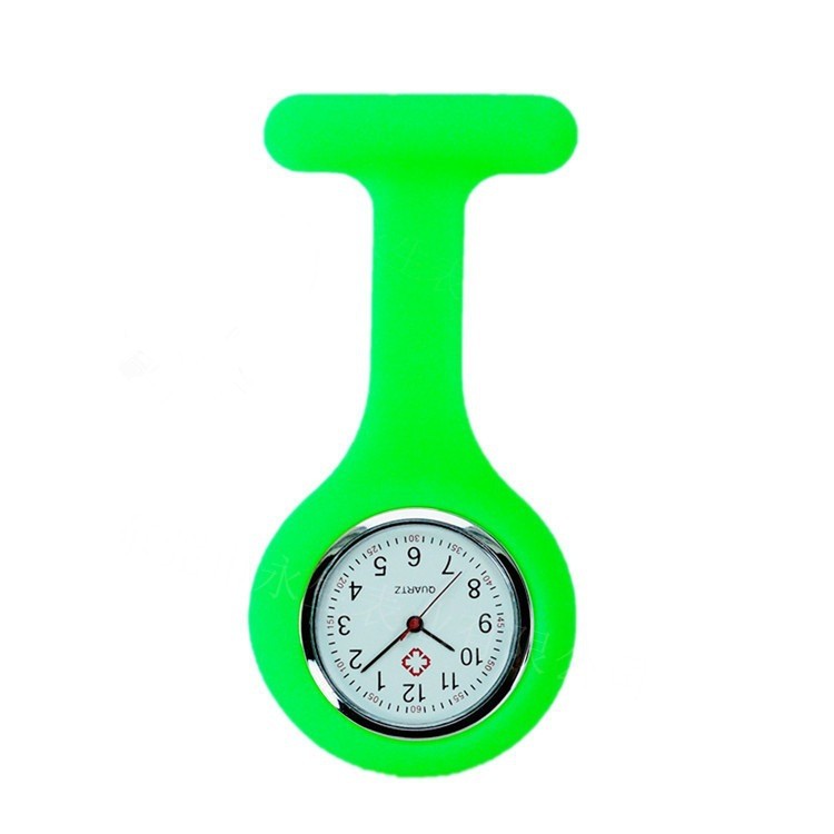 Nurse Watch Pocket Horloges Voor Meisjes Siliconen Verpleegster Horloge Broche Tuniek Eenvoudige En Stijlvolle Horloge Reloj De Regalo: Green