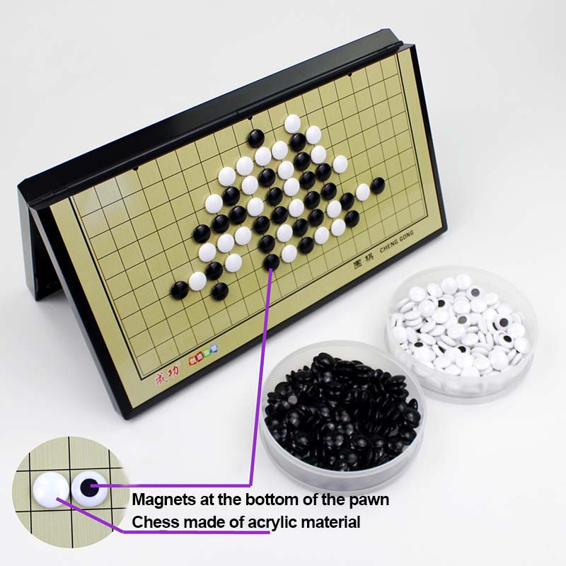 19*19 Line Magnetic Go Game Foldable Weiqi Acrylic Black White Chessman Chess Set For Children Puzzle Chess Board Game Toys