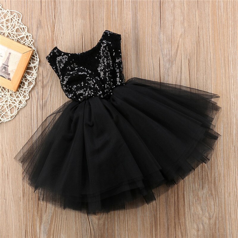 Pageant Kids Baby Girl Princess Dress Tutu Tulle Back Hollow Out Party Dress Pink Red Ball Gown Formal Dresses Outfits: Black / 5