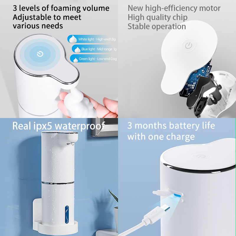 Multifunctional Bathroom Soap Dispenser Intelligent Sensing Foam Soap Dispenser USB Charger Hand Sanitizer
