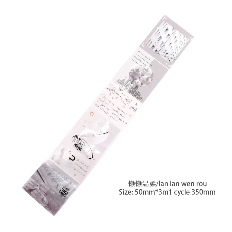 JIANWU 50mm*300cm Romantic Life Series Washi Tape Cute Collage Journal Decoration Material Stickers Masking Tape School Supplies: lan lan wen rou