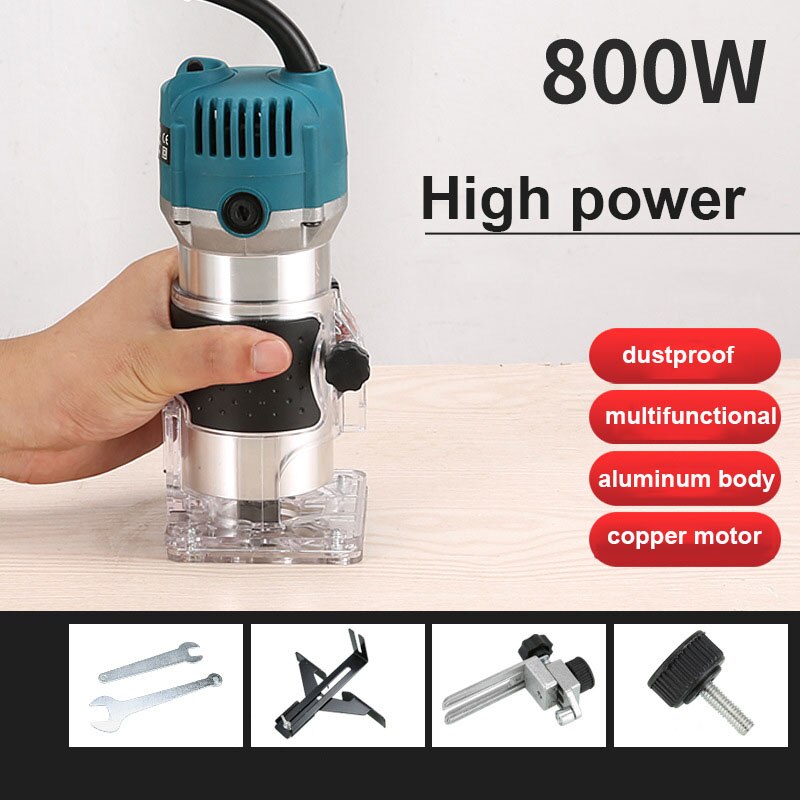 110V/220V Electric Hand Wood Trimmer 6.35mm Laminator Router Woodworking Tool Set for Wood