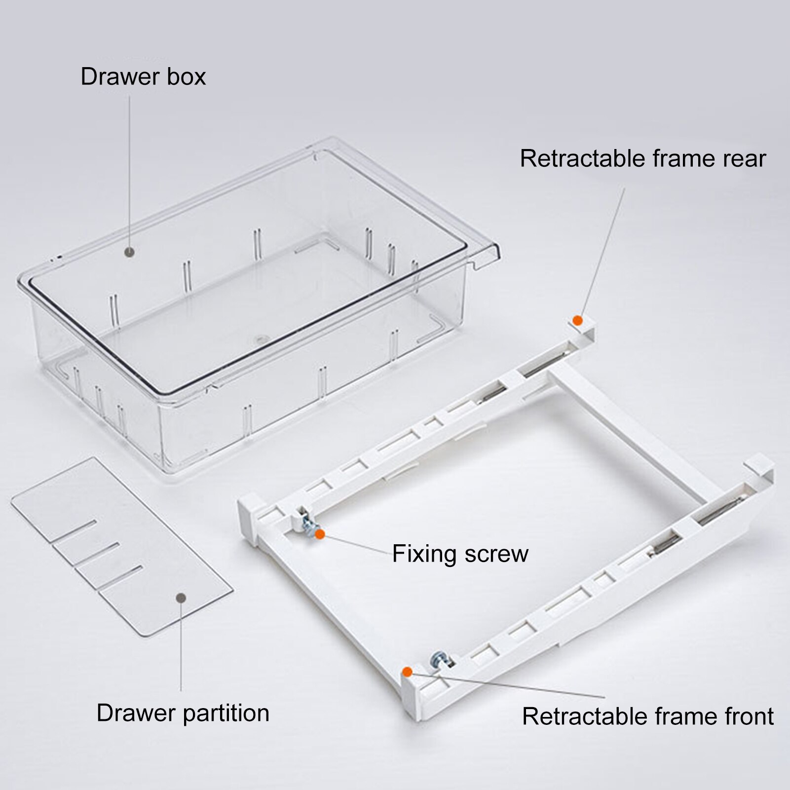 1/4/8 Compartment Multi-function Refrigerator Drawer Storage Box Organizer Bin Transparent Fridge Storage Bin Containers