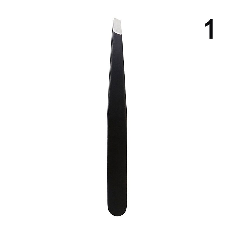 Pinzas negras para cejas, pinzas de acero inoxidable, pinzas para el pelo, recortador de cejas, herramientas de belleza, 1 Uds.: A1