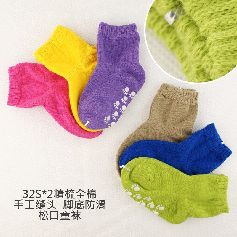Calcetines de algodón de color caramelo con cabeza cosida a mano de de primavera, dispensación de calcetines de algodón antideslizantes para niños, niños y niñas