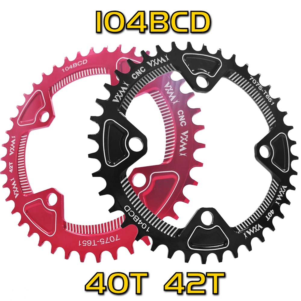 Vxm 104 bcd 40t 42t mountainbike kettingblad mtb crankstel aluminiumlegering 7075 smal breed kettingblad bcd 104mm kettingblad