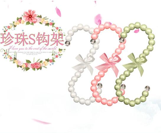 Sainwin-Perchero de plástico con forma de S para mujer, colgador de bolsas de perlas de 15CM, en color blanco y rosa, en 10 colores, lote de 5 unidades