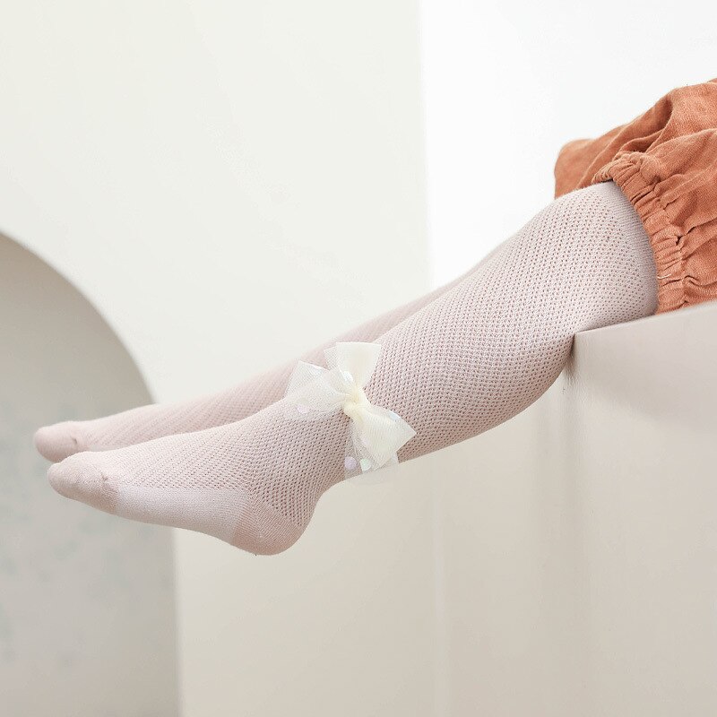 Leuke Strik Baby Panty Zomer Mesh Ademend Kids Panty Effen Kleur Zachte Elastische Baby Peuter Kinderen Kousen Baby Kleding