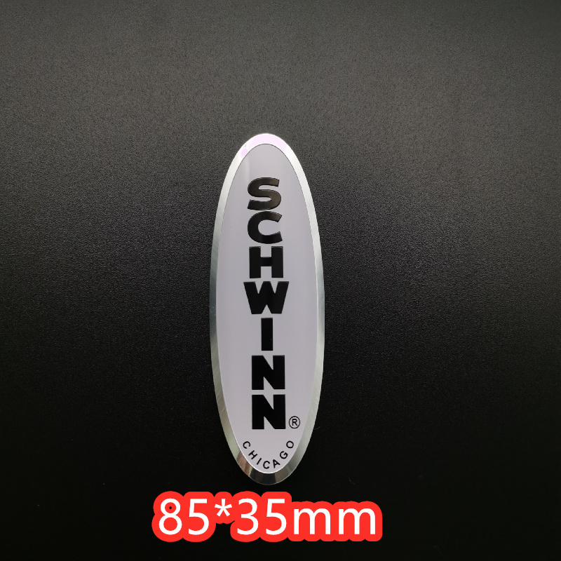 2x SCHWINN vintage classic Bike Head Badge Aluminum Decals Stickers For MTB BMX Folding Bicycle Frame Cycling Accessories emble: WHITE