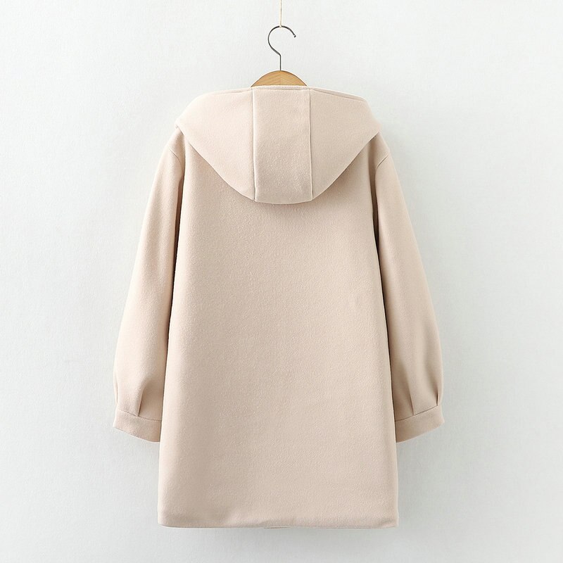 Cappotto di lana con bottoni in corno di orso in stile giapponese donna di media lunghezza 2020 autunno inverno cappotto di capispalla allentato Casual spesso 2010622