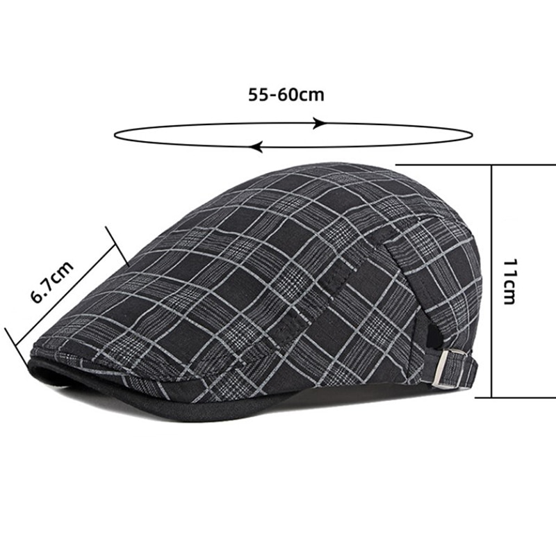 Fine Stripe Lattice Berets Hat Women Men Spring Summer Plaid Visors Red Green Blue Duckbill Herringbone Flat Cap