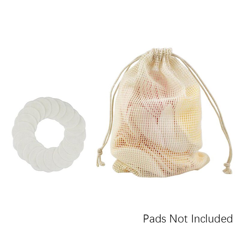 Ansigtsmakeupfjerner puder mesh taske ansigtsrens puff pads taske genanvendelig vaskbar kosmetisk snøre opbevaringstaske