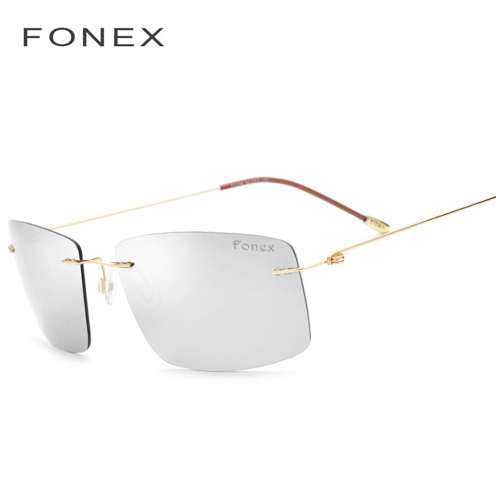 Gafas de sol sin montura polarizadas de titanio para hombre, de sin marco d cuadrado ligero, lentes de sol para dama, gafas sin tornillos: Silver Lens
