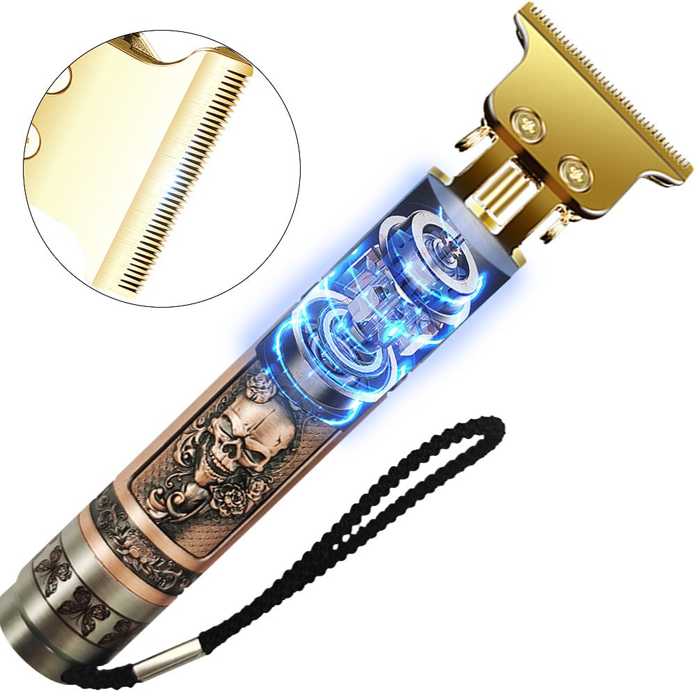 USB Rechargeable Ceramic Hair Trimmer Barber Hair Clipper Machine Hair Cutting Beard Trimmer 0.0mm Bald Haircut Men Styling Tool