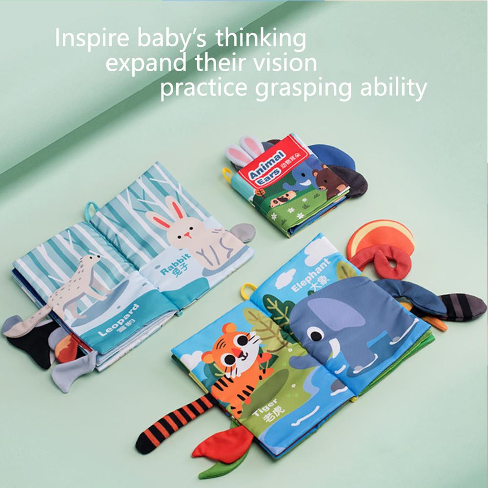 Infant Book Baby Fruit Animal Tails Rustle Book Early Development Cloth Book Inspire Brains Early Education Activity Books Toys