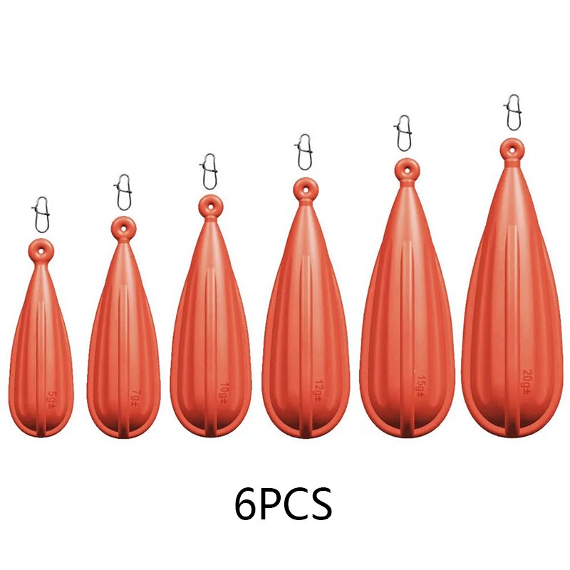 Bouchon de pratique de pêche, en caoutchouc, adapté aux enfants, 6 tailles: ORANGE6PCS