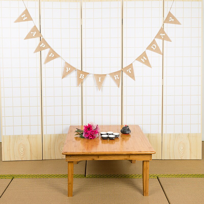 2.4M Linen Happy birthday Flags Banner Western Party Decoration Birthday Bunting Home Decor Event Supplies