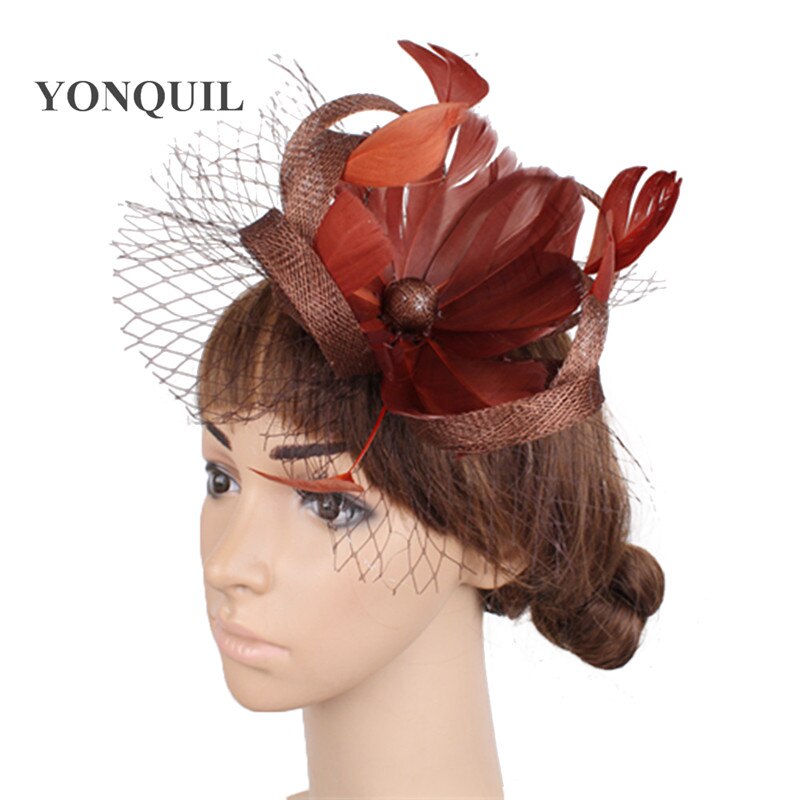 21 farver klassisk sinamay lille fjer blomst fascinator pige hovedbeklædning dame hovedbeklædning race dans fest hat myq 090