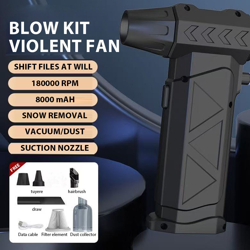 Turbo Fan 180000 RPM Air Blower Handheld Electric Turbo Jet Fan Brushless Violent Blower Wind Speed 53m/s Industrial Duct Fan: Gold